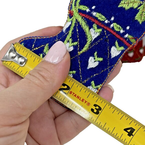 Stuffed Tapestry Stocking Christmas Tree Ornaments 4 Embroidered Folk Art 4.75" - Picture 4 of 5